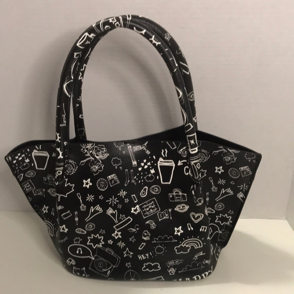 Indigo Graffiti Bag with Crossbody Strap